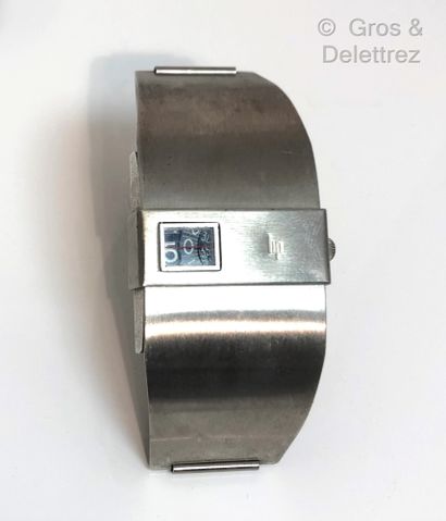 LIP F.de Baschmakoff, circa 1972. Steel watch bracelet design with Jumping Hour the...