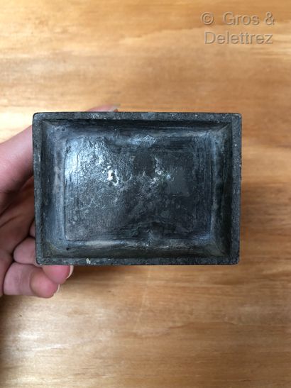 null PARIS - Rectangular pewter Holy Oil box for the Extreme Unction, decorated with...