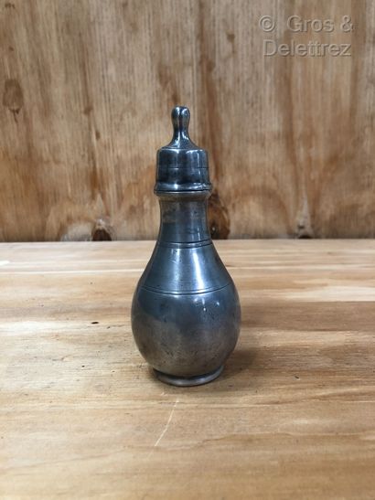 null FRANCE - Pewter BIBERON with baluster body with screwed teat. Height : 14,3...