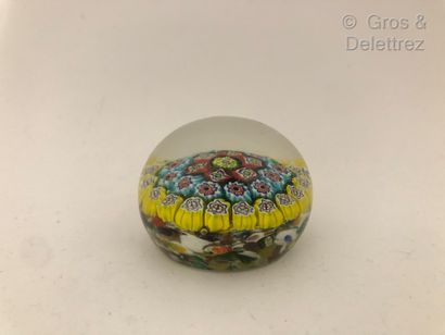null Round paperweight in crystal



millefiori sulfide in yellow, blue, red and...