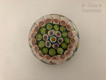 null Round crystal paperweight



millefiori sulfide in white, red, green and blue



Diameter...