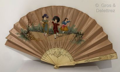 null The Dancing Children, ca. 1890



Folded fan, the pale pink satin sheet painted...