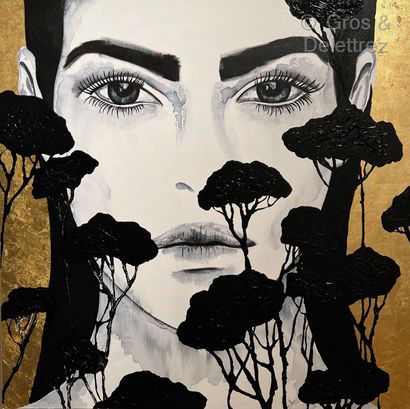 Ramona RUSSU (née 1987) Immortelle VII

Mixed media with 24 carat gold leaf on canvas

120...