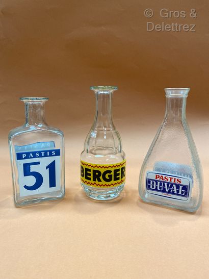 null Berger - Pastis Duval - Pastis 51. Three glass advertising carafes, one fro...