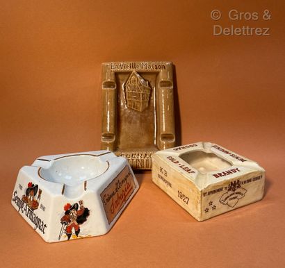 null Lot of three advertising ashtrays, The old house Cognac Prunier; Cognac gold...