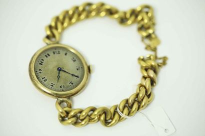 Bracelet montre en or jaune, mouvement mécanique,...