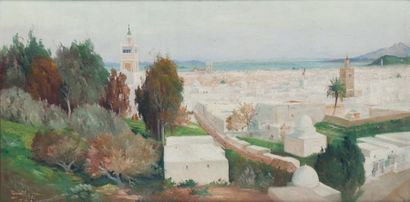 Théodore BALKÉ (1875-1951) Tunis la Blanche, circa 1912 Huile sur toile, signée en...