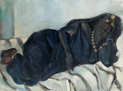 Louise MOREL (1898-1974) Mauritanienne endormie Huile sur toile, signée et datée...
