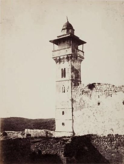 Henry Joseph Sauvaire (1831-1896) Hébron. 1866. Vue du minaret sud-ouest du Haram...