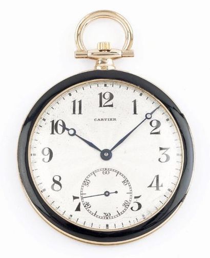 CARTIER PAR EWC N° 9681 VERS 1930 Très élégante montre de poche en or entièrement...
