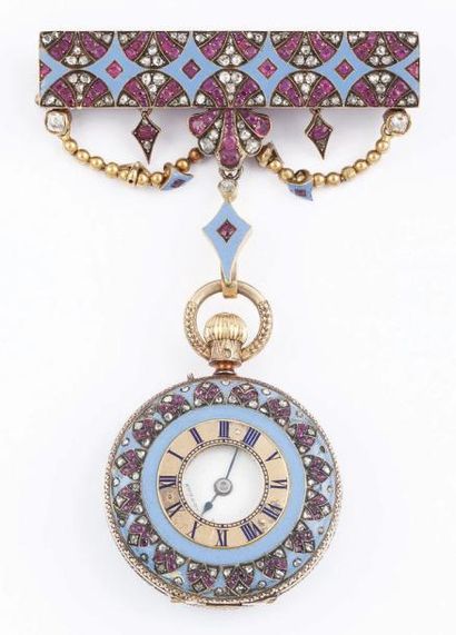 DENT À LONDRES N° 24120 XIXÈME WATCHMAKER TO THE QUEEN Ravissante montre de col demi...