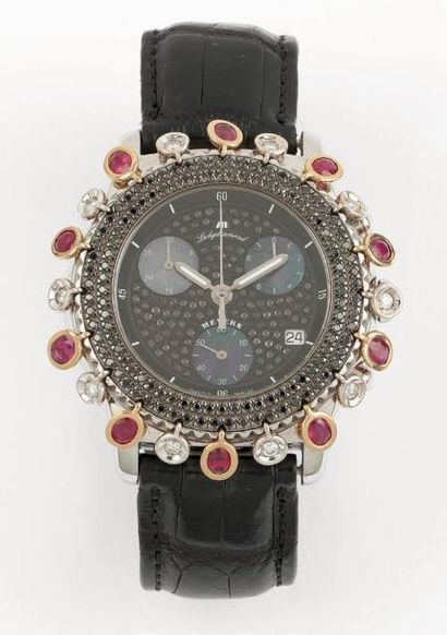 MEYERS LADY DIAMOND VERS 2000 Chronographe bracelet de dame en acier. Boîtier rond....