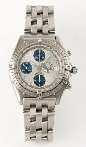 BREITLING CHRONOMAT BLUE IMPULSE VERS 1994 Chronographe bracelet en acier. Boîtier...
