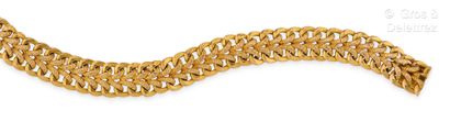 Flexible bracelet in braided yellow gold,...