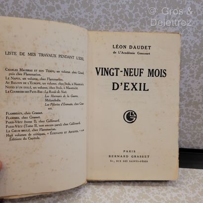 null Léon DAUDET. 



Vingt-neuf mois d'Exil. 



Paris, Grasset, 1930, in-12 broché,...
