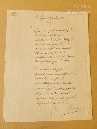 Pierre-Jean de BERANGER (1780-1857) Chansonnier.



Manuscrit...