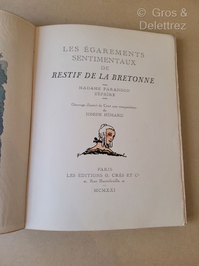 null [HEMARD] Lot de 2 volumes :



- RESTIF de LA BRETONNE. Les Egarements sentimentaux.



Paris,...