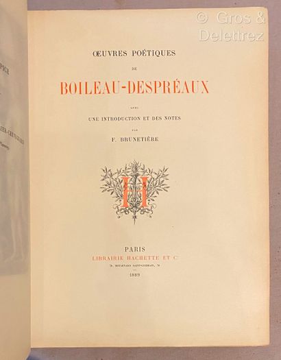 null ?BOILEAU-DESPREAUX.

Œuvres Poétiques.

Paris, Hachette, 1889, in-4 relié demi-maroquin...