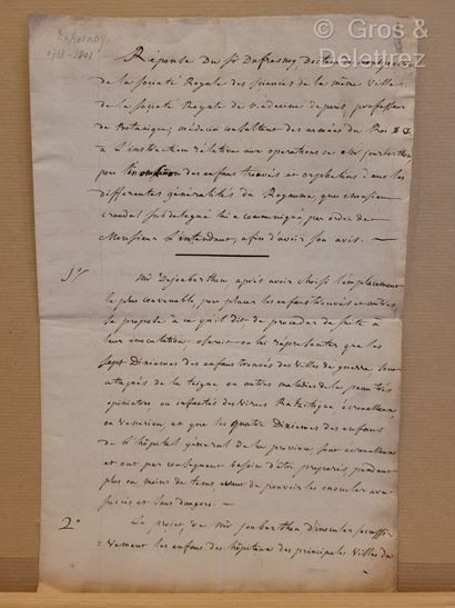 null "[Médecine - Variole] André DUFRESNOY (1733-1801), médecin en chef de l'Armée...