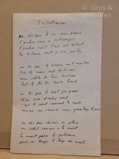 null Tristan TZARA (1896-1963) Ecrivain dadaïste.



"Lointaine".



Poème autographe...