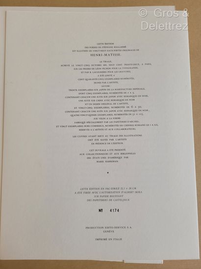 null [MATISSE] Stéphane MALLARME. 



Poésies. 



Edition en fac-similé, numérotée,...