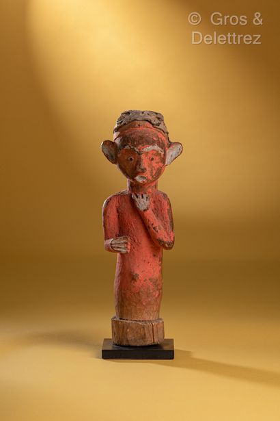 null Object : Statue

Ethnicity: Tsogho

Description: Red ochre clay. The right hand...