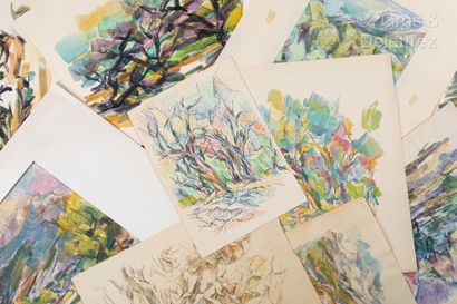 Claude VALLET Lot d'environ 20 aquarelles: paysages de Provence

Environ 27 x 20...
