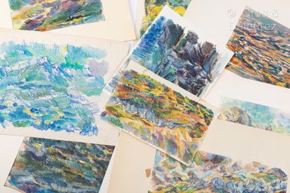 Claude VALLET Lot d'environ 12 aquarelles et encres: paysages de Provence

Environ...