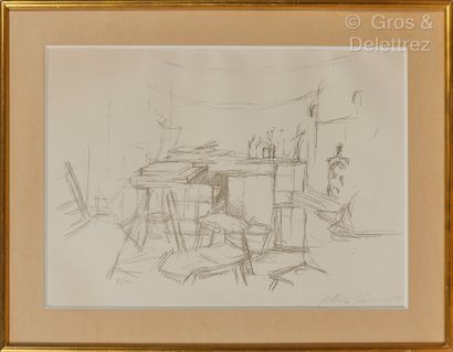 Alberto GIACOMETTI (1901-1966) L'atelier aux bouteilles. 1957

Lithographie.

Signée...