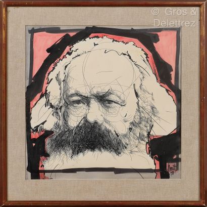 Raymond MORETTI (1931-2005) Portrait de Karl Marx, 1973

Plume, encre et aquarelle...