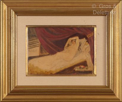 Georges Alfred BOTTINI (1874-1907) Nu allongé dans un intérieur

Aquarelle sur papier.

Signée...