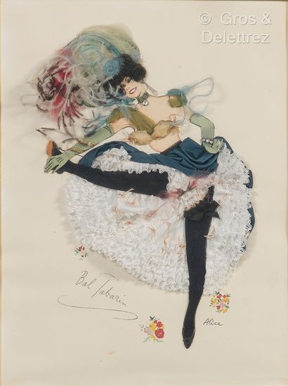 Attribué à Alice HALICKA (1895-1975) Danseuse du bal tabarin

Collage de dentelles,...