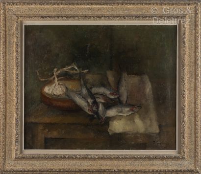 José PALMEIRO (1901 / 03-1984) Still life with fish

Oil on canvas.

Signed lower...