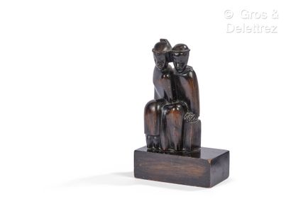 Jean LAMBERT-RUCKI (1888–1967) The seated couple

Carved and patinated wood

Stamped...