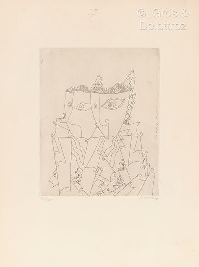 Georges PAPAZOFF (1894 – 1972) Three masks. c.1925

Etching on BFK Rives cream vellum,...