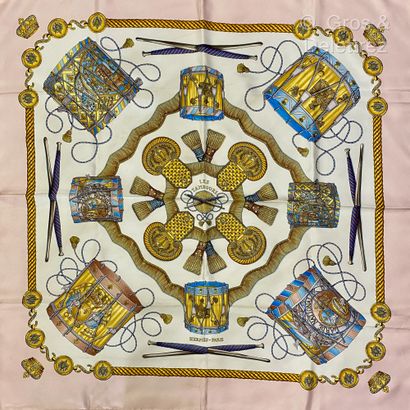 null HERMES Paris Made in France - Silk twill square printed and titled "Les Tambours"...