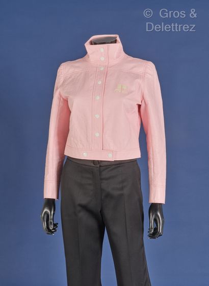 COURREGES - Short jacket in pink crumpled...