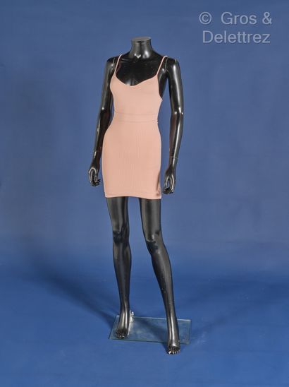 null Pierre Mantoux for ALAÏA - Old pink stretch knit outfit, composed of a long...