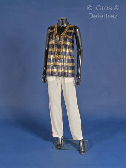 null BALMAIN, GUCCI by Tom Ford - Set consisting of a sleeveless top sequined navy,...