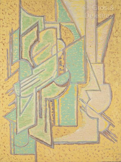 Gilbert THEVENOT (1921-2018) Composition Huile et sable sur toile. Cachet de la signature....