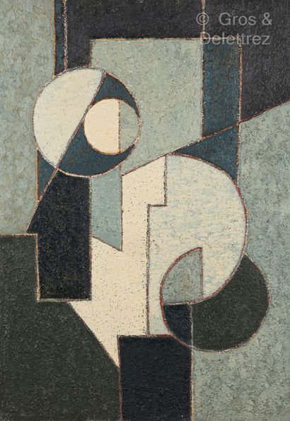 Gilbert THEVENOT (1921-2018) Composition Huile et sable sur toile de drap. Cachet...