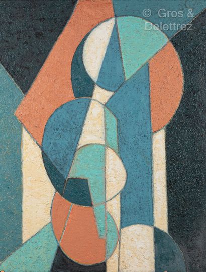 Gilbert THEVENOT (1921-2018) Composition Huile et sable sur toile. Cachet de la signature....