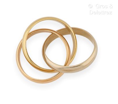 CARTIER « Trinity » — Bague composée d’anneaux en or de trois couleurs. Signée Cartier....