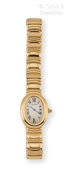 CARTIER « Baignoire » — Bracelet montre de dame en or jaune, boîtier ovale (30 x...