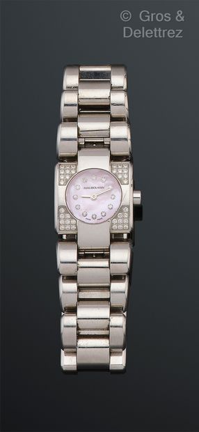 MAUBOUSSIN « Mini carrée – Bracelet montre de dame en acier, boîtier carré (20 x...