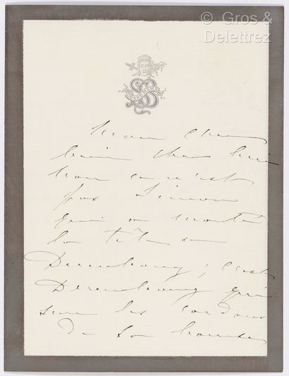 null BERNHARDT, Sarah (1844-1923). Ensemble d’une L.A.S., 2 C.A.S. et une enveloppe...