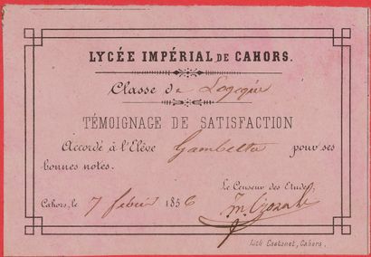 null GAMBETTA, Léon (1838-1882). Ensemble de 5 documents.



-4 L.A.S. dont une à...