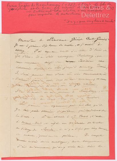 null BEAUHARNAIS, Eugène de (1781-1824). Set of 2 documents: 



- L.A.S. Milan,...