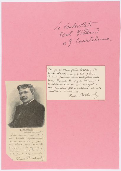 null COURTELINE, Georges (1858 - 1929). Ensemble de 7 documents autographes dont...