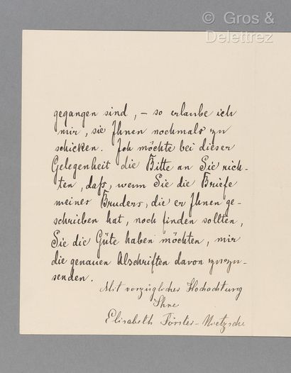 null FORSTER-NIETZCHE, Elizabeth (1846-1935), soeur et tutrice de Friedrich Nietzsche....